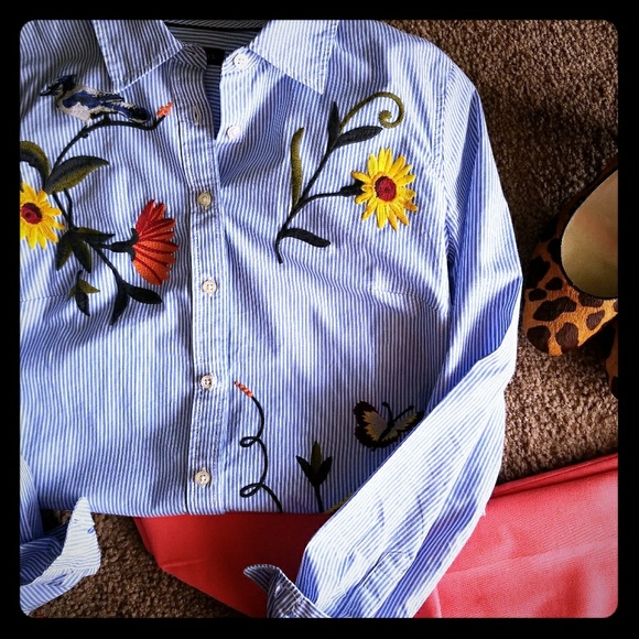 TALBOTS Cotton Embroidered Blouse - Picture 2 of 7